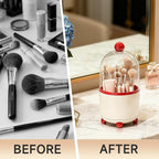 Makeup Brush Holder with Lid, Cosmetic Tools Organizer with Cover, 360° - Image 3