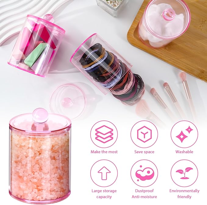 XIPENGKEJI 6 Pack Qtip Holder, Canister Apothecary Jar Set, Bathroom Jars - Image 3