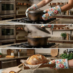 Floral Oven Mitts and Pot Holders Sets 2 Pcs, Canvas Heat Resistant Kitchen - Image 7
