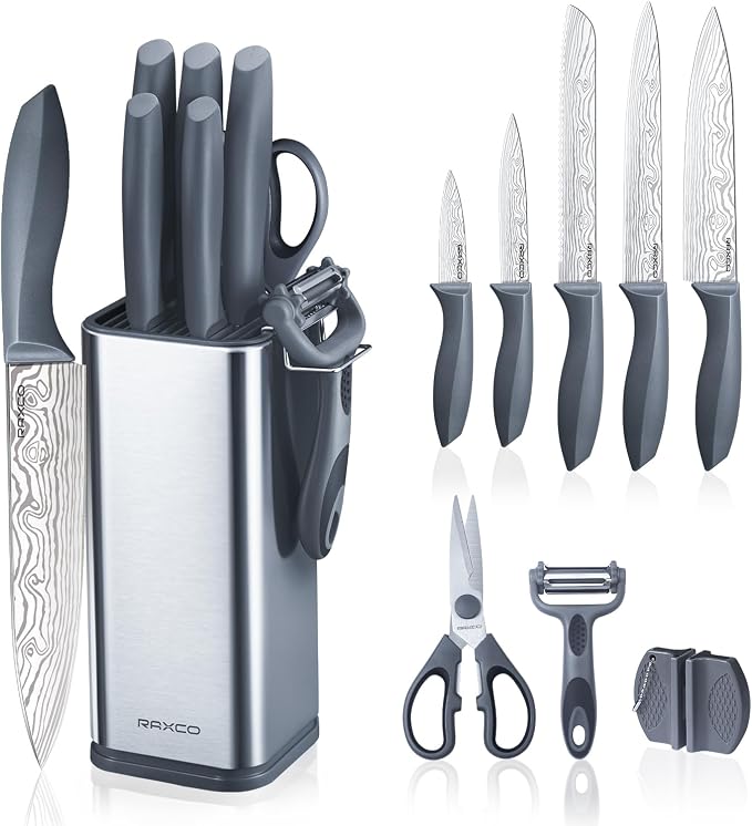 RAXCO 10-Piece Kitchen Knife Set | Stainless Steel Holder | Compact Design by RAXCO