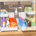 YJHome 2 Pack Expandable Under Sink Organizer, 2 Tier Pull Out Cabinet Organizer by YJHome