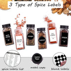Churboro 66 Spice Jars with 547 Labels- Glass Spice Jars with Black Metal Caps - Image 2