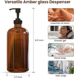 Sunrise Premium, 16 OZ Thick Amber Glass Soap Dispenser - Image 3