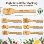CUTHOLLOW 6PCS Taino Element Wooden Kitchen Cooking Utensil Set, 11.9in Non - Image 2