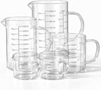77L 5 Pack Glass Measuring Cup Set, High Borosilicate Liquid Glass Measure Cup by 77L