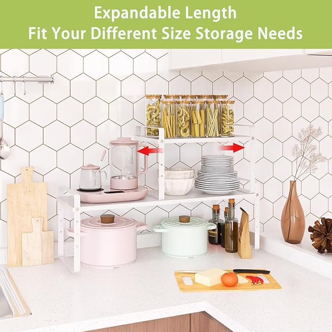 Across-Star Expandable Cabinet Shelf Organizer Rack, Stackable Kitchen Counter - Image 5