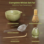 Matcha Whisk Set, Ceramic Bowl Matcha Kit & Handcrafted Bamboo Chasen, Complete - Image 2