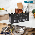 2 PC Wooden Utensil Holder, （With 4-Compartments size*1 + 3-Compartments - Image 3