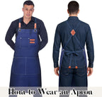 Plus Size Kitchen Apron for Men Women, Cross Back Cotton Canvas Chef Apron - Image 4