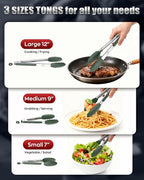 600ºF Heat Resistant Kitchen Tongs, Premium Locking Cooking Tongs - Image 8