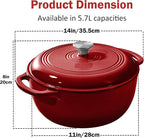 Vivicreate 6 Quart Enamel Cast Iron Dutch Oven Pot - Image 4