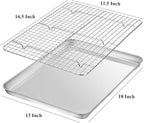 Baking Sheet with Rack Set, Wildone Stainless Steel Cookie Sheet Baking Pan - Image 2