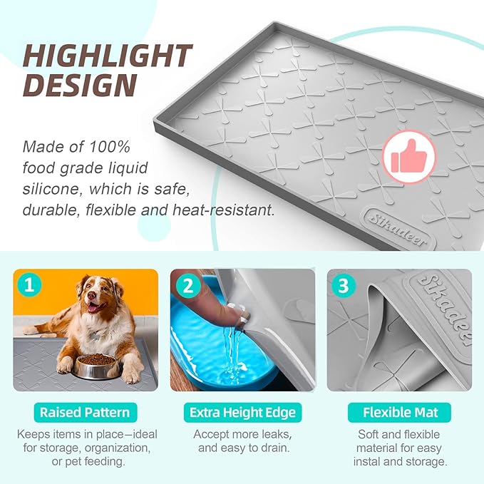 SIKADEER 19" x 19" Under Sink Mat Waterproof, Silicone Mat Kitchen Drawer Shelf - Image 4