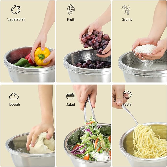 304 Stainless Steel Microporous Colander, 5QT Large Capacity - Image 4