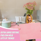 Hushee 2 Pack Extra Large Dish Drying Mat Microfiber Absorbent Dish Drying Pad - Image 5