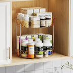 LAMU 12inch 2 Tier Lazy Susan Turntable Organizer Rotating Spice Rack - Image 2