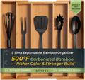 Carbonized Bamboo Kitchen Drawer Organizer, 5 Slots Expandable Silverware by Keechee