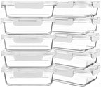 KOMUEE 10 Packs 30 oz Glass Meal Prep Containers, Glass Food Storage Containers by KOMUEEUS