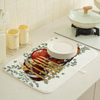 Fall Football Dish Drying Mat 18 x 24 inch Orange Pumpkins Eucalyptus Leaves - Image 4