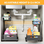 Saydear Under Sink Organizer Storage 2-Tier Premium Metal Pull-Out Kitchen - Image 2