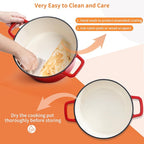 Velaze 6 QT Enameled Cast Iron Dutch Oven, Dual Handles Pot - Image 4