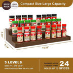Lenwi Spice Rack Organizer for Cabinet 2 Pack, 3 Tier Expandable Bamboo Spice - Image 5