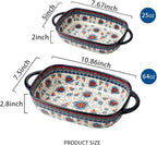 Baking Dish Ceramic Baking Pan Blue Casserole Dish Rectangular Baking Set 2pcs - Image 2