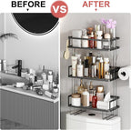 Godboat Bathroom Organizers and Storage, 3-Tier Wall Shelves, Over Toilet Rack - Image 4