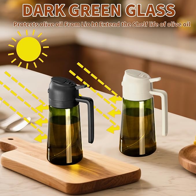 SWEET VIEW 2PCS Olive Oil Dispenser and Oil Sprayer – 16oz/470ml Glass - Image 8