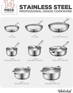 Stainless Steel Cookware Set, PFOA&PTFE Free, Dishwasher&Oven Safe, Kitchen - Image 3