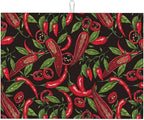 Red Chili Peppers Dish Drying Mat Vegetable Pepper Black Rustic Green Leaf by Unknown
