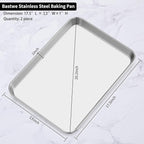 Baking Sheet Set of 2, Bastwe 18 inch Commercial Grade Stainless Steel Baking - Image 7