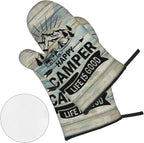 Happy Camper Oven Mitts and Pot Holders Sets of 4, Resistant Hot Pads - Image 2