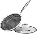 Frying Pan Nonstick With Lid, 8 Inch Non Stick Induction Cookware, Stainless by XBM