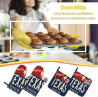 Oven Mitts and Pot Holders Sets of 4, Texas Lone Star State Retro US, Oven - Image 7