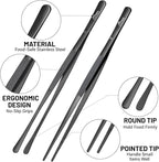 HOTEC Kitchen Tweezers Tongs Stainless Steel Professional Chef Tweezers - Image 5