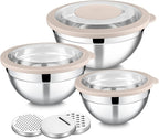 E-far Mixing Bowls with Lids and Graters, Stainless Steel Salad Mixing Bowl by E-far