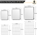 TeamFar Baking Sheet with Rack Set, 19.6/16/12.5 Inch Stainless Steel Cookie - Image 2