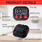 Leumoi 24 Pcs Digital Kitchen Timers Magnetic Back Timers Bulk Large Screen - Image 3