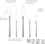 Tovolo Stainless Steel Handled Silicone Spatula Set of 5 White, Dishwasher Safe - Image 2