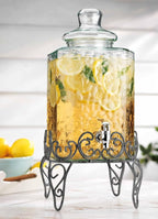 MosJos 2.5 Gallon Classic Hammered Glass Beverage Dispenser - Image 2