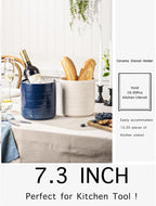 Large Utensil Holder for Kitchen Counter, 7.3” Ceramic Cooking Utensil Crocks - Image 5