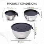 Stainless Steel Mixing Bowls Set of 3, Large Nesting Bowls - Image 6