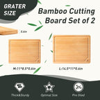 Bamboo Cutting Board Set Non Slip Feet Over Sink Chopping Board Christmas Xmas - Image 2