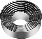 7 Pieces Stainless Steel Cookie Cutter Set Biscuit Plain Edge Round Cutters by KSPOWWIN