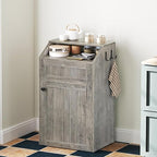 YATINEY Trash Cabinet, Freestanding Trash Can Cabinet, Wooden Recycling - Image 2