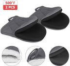 Short Oven Mitts, Heat Resistant 500°F, Silicone Grip Kitchen Gloves, Non-Slip - Image 3