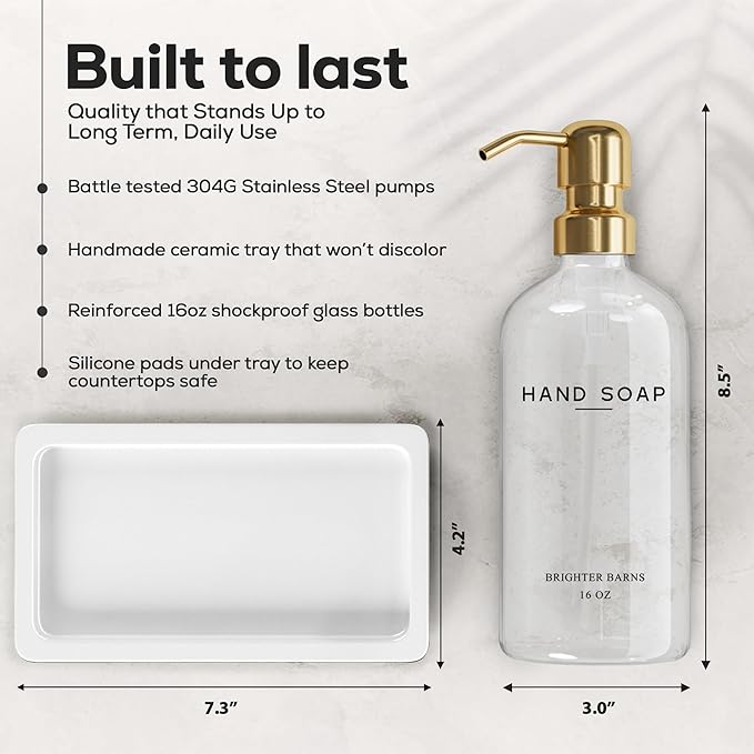 Luxury Glass Soap Dispenser Bathroom Set by Brighter Barns - Image 3