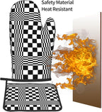 Black and White Optical Illusion Checkered Oven Mitt & Pot Holder Set - Image 7
