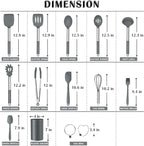 Silicone Cooking Utensils Set, E-far 14-Piece Gray Kitchen Utensils Set - Image 2
